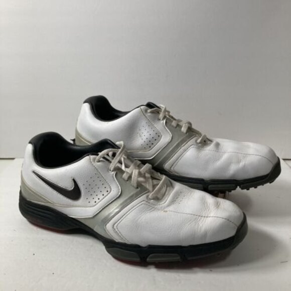NIKE Lunarlon Golf Shoes White/Silver 551456-100 Men's Size 10.5 - Picture 4 of 7